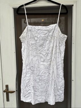 Madewell Ladies White Embroidered Goldie Spaghetti Strap Mini Dress-14